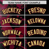 Custom Black Crimson Split Personalized Graffiti Raglan Sleeve Authentic Baseball Jersey