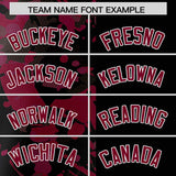 Custom Black Crimson Split Personalized Graffiti Raglan Sleeve Authentic Baseball Jersey