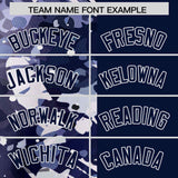 Custom Navy White Split Personalized Graffiti Raglan Sleeve Authentic Baseball Jersey