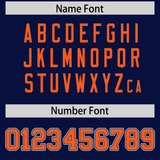Custom Navy Orange Split Personalized Graffiti Raglan Sleeve Authentic Baseball Jersey