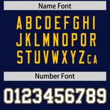 Custom Navy Yellow Split Personalized Graffiti Raglan Sleeve Authentic Baseball Jersey