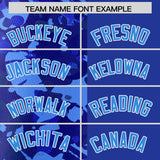 Custom Royal Blue Split Personalized Graffiti Raglan Sleeve Authentic Baseball Jersey