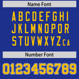 Custom Royal Yellow Split Personalized Graffiti Raglan Sleeve Authentic Baseball Jersey