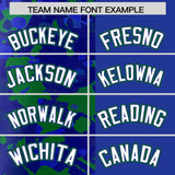 Custom Royal Green Split Personalized Graffiti Raglan Sleeve Authentic Baseball Jersey