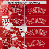 Custom Red White Split Personalized Graffiti Raglan Sleeve Authentic Baseball Jersey