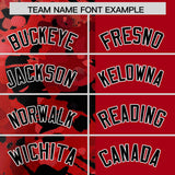 Custom Red Black Split Personalized Graffiti Raglan Sleeve Authentic Baseball Jersey