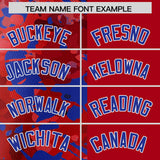 Custom Red Royal Split Personalized Graffiti Raglan Sleeve Authentic Baseball Jersey