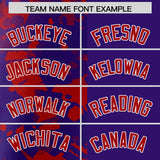 Custom Purple Red Split Personalized Graffiti Raglan Sleeve Authentic Baseball Jersey