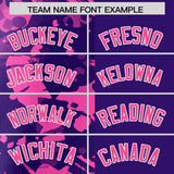 Custom Purple Pink Split Personalized Graffiti Raglan Sleeve Authentic Baseball Jersey