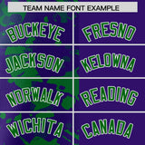 Custom Purple Green Split Personalized Graffiti Raglan Sleeve Authentic Baseball Jersey