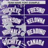 Custom Purple Gray Split Personalized Graffiti Raglan Sleeve Authentic Baseball Jersey