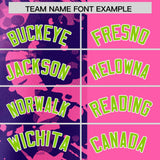 Custom Pink Purple Split Personalized Graffiti Raglan Sleeve Authentic Baseball Jersey