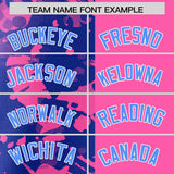 Custom Pink Royal Split Personalized Graffiti Raglan Sleeve Authentic Baseball Jersey