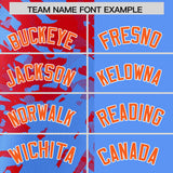 Custom Blue Red Split Personalized Graffiti Raglan Sleeve Authentic Baseball Jersey