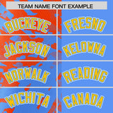 Custom Blue Orange Split Personalized Graffiti Raglan Sleeve Authentic Baseball Jersey