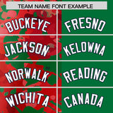 Custom Green Red Split Personalized Graffiti Raglan Sleeve Authentic Baseball Jersey