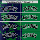 Custom Green Navy Split Personalized Graffiti Raglan Sleeve Authentic Baseball Jersey