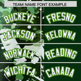 Custom Green White Split Personalized Graffiti Raglan Sleeve Authentic Baseball Jersey