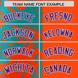 Custom Orange Aqua Split Personalized Graffiti Raglan Sleeve Authentic Baseball Jersey