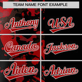 Custom Black Red Split Personalized Graffiti Raglan Sleeve Authentic Baseball Jersey
