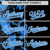 Custom Black Blue Split Personalized Graffiti Raglan Sleeve Authentic Baseball Jersey