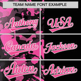 Custom Black Pink Split Personalized Graffiti Raglan Sleeve Authentic Baseball Jersey