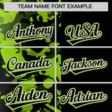 Custom Black Neon Green Split Personalized Graffiti Raglan Sleeve Authentic Baseball Jersey