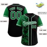 Custom Black Green Split Personalized Graffiti Raglan Sleeve Authentic Baseball Jersey