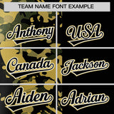 Custom Black Old Gold Split Personalized Graffiti Raglan Sleeve Authentic Baseball Jersey