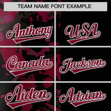 Custom Black Crimson Split Personalized Graffiti Raglan Sleeve Authentic Baseball Jersey