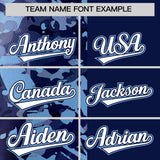 Custom Navy Powder Blue Split Personalized Graffiti Raglan Sleeve Authentic Baseball Jersey