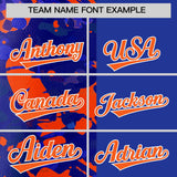 Custom Royal Orange Split Personalized Graffiti Raglan Sleeve Authentic Baseball Jersey