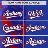 Custom Royal Red Split Personalized Graffiti Raglan Sleeve Authentic Baseball Jersey