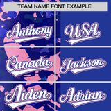 Custom Royal Light Pink Split Personalized Graffiti Raglan Sleeve Authentic Baseball Jersey