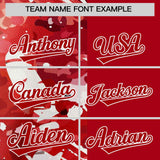 Custom Red White Split Personalized Graffiti Raglan Sleeve Authentic Baseball Jersey