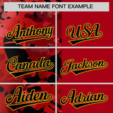 Custom Red Black Split Personalized Graffiti Raglan Sleeve Authentic Baseball Jersey