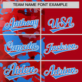 Custom Red Blue Split Personalized Graffiti Raglan Sleeve Authentic Baseball Jersey