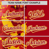 Custom Red Yellow Split Personalized Graffiti Raglan Sleeve Authentic Baseball Jersey