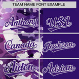 Custom Purple White Split Personalized Graffiti Raglan Sleeve Authentic Baseball Jersey