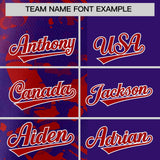Custom Purple Red Split Personalized Graffiti Raglan Sleeve Authentic Baseball Jersey