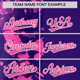 Custom Purple Pink Split Personalized Graffiti Raglan Sleeve Authentic Baseball Jersey