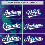 Custom Purple Teal Split Personalized Graffiti Raglan Sleeve Authentic Baseball Jersey