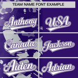 Custom Purple Gray Split Personalized Graffiti Raglan Sleeve Authentic Baseball Jersey