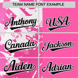Custom Pink White Split Personalized Graffiti Raglan Sleeve Authentic Baseball Jersey