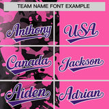 Custom Pink Black Split Personalized Graffiti Raglan Sleeve Authentic Baseball Jersey