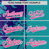 Custom Teal Purple Split Personalized Graffiti Raglan Sleeve Authentic Baseball Jersey