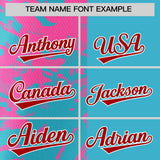 Custom Sky Blue Pink Split Personalized Graffiti Raglan Sleeve Authentic Baseball Jersey