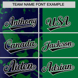 Custom Green Navy Split Personalized Graffiti Raglan Sleeve Authentic Baseball Jersey