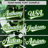 Custom Green White Split Personalized Graffiti Raglan Sleeve Authentic Baseball Jersey