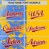 Custom Yellow Powder Blue Split Personalized Graffiti Raglan Sleeve Authentic Baseball Jersey